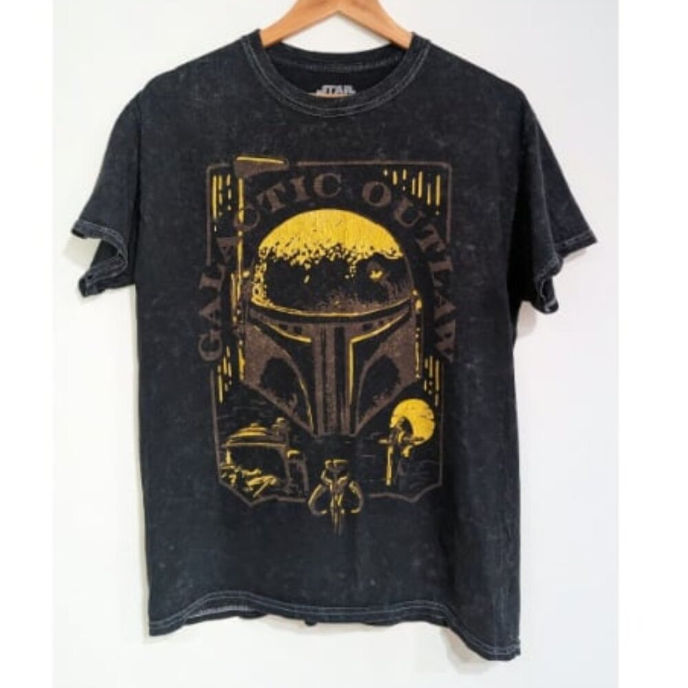 Star Wars Unisex The Book of Boba Fett Galactic Outlaw Acid Wash T-Shirt Medium
